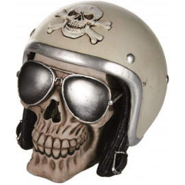 SPARDOSE TOTENKOPF FIGUR mit Sonnenbrille